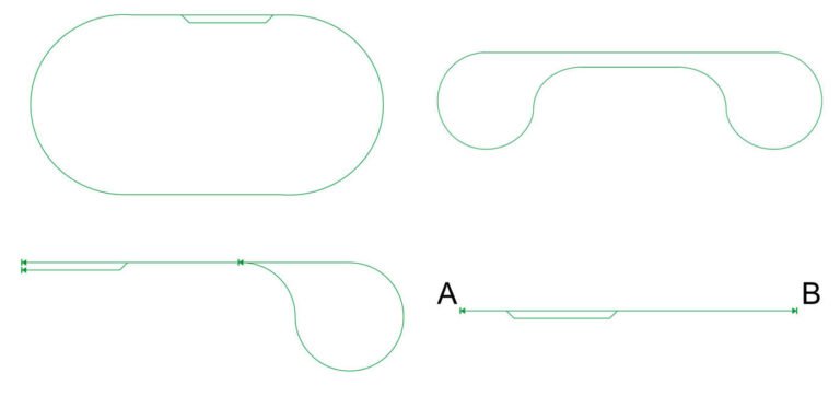 Formes géométriques arrondies représentant les types de réseaux de trains miniatures