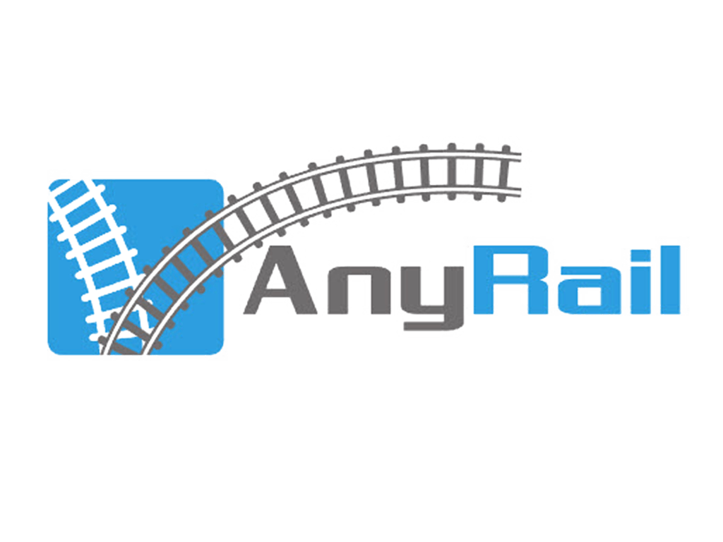 Logo AnyRail avec rails de chemin de fer courbes