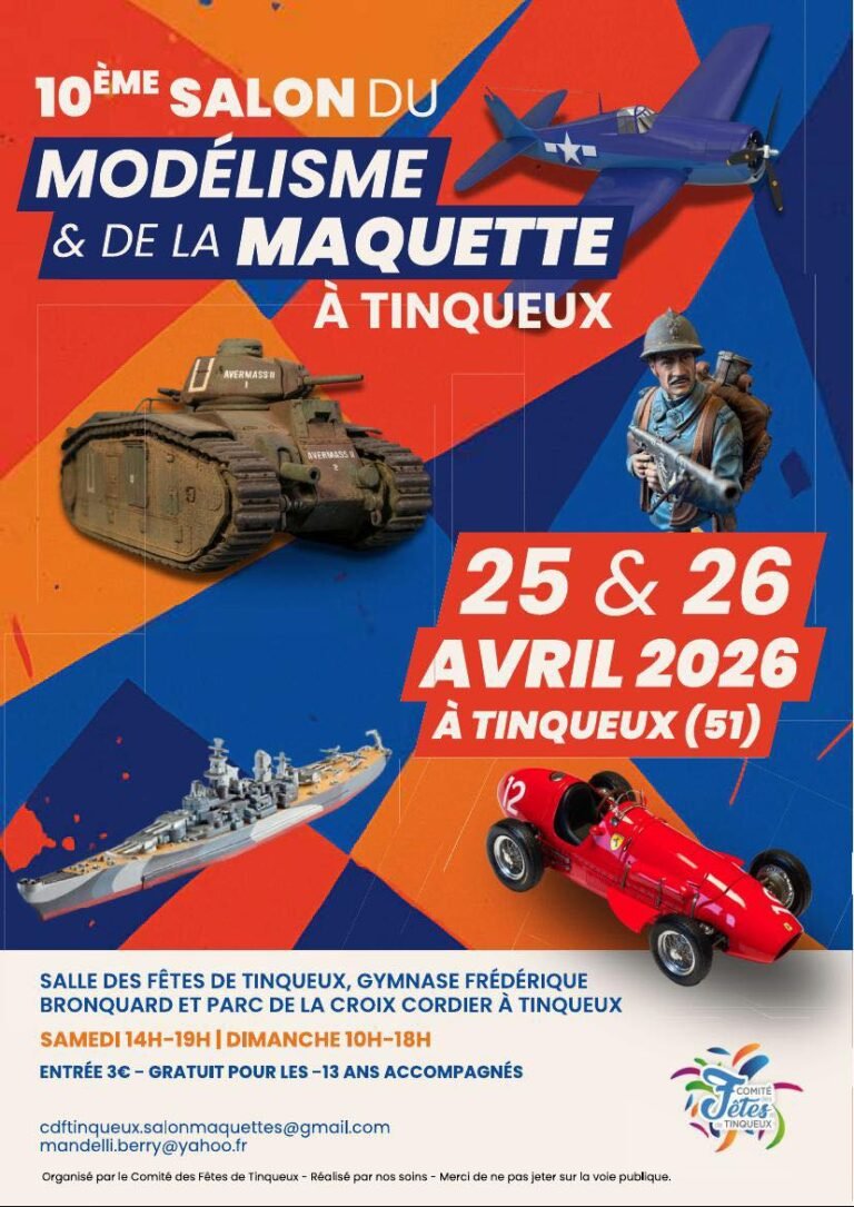 Affiche 10e Salon Modélisme Maquette Tinqueux 25-26 avril 2026