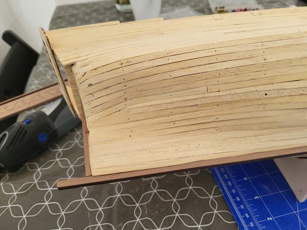 Maquette de l'Hermione - Pose de la quille - 06