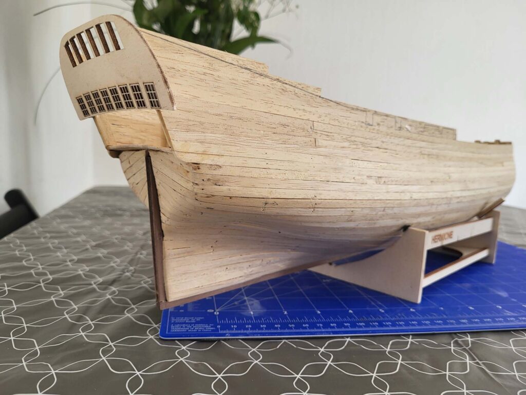 Maquette de l'Hermione - Pose de la quille - 08