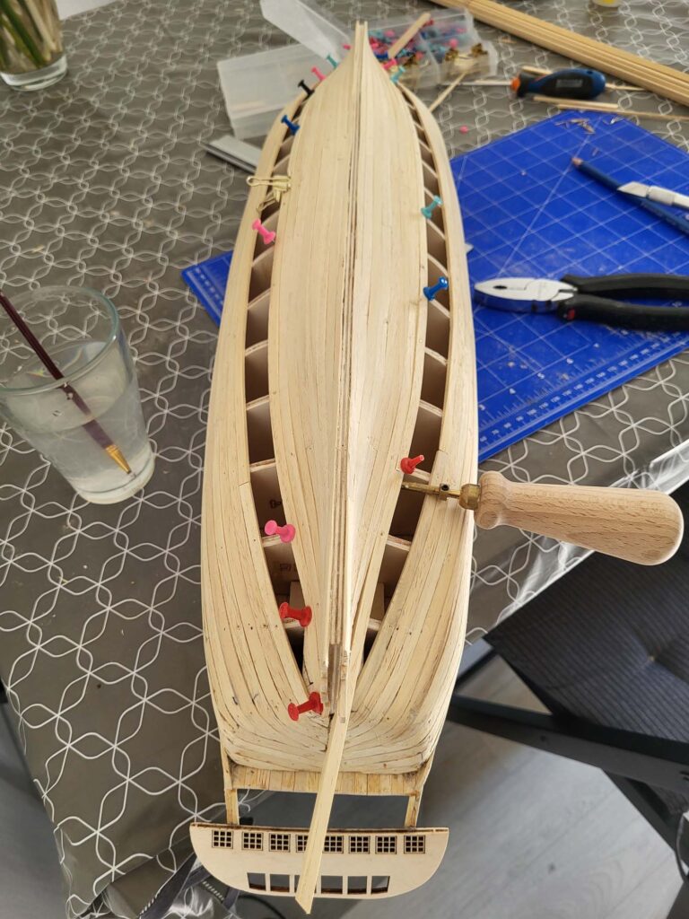 Maquette de l'Hermione - Jointure des bordées basses et hautes - 01