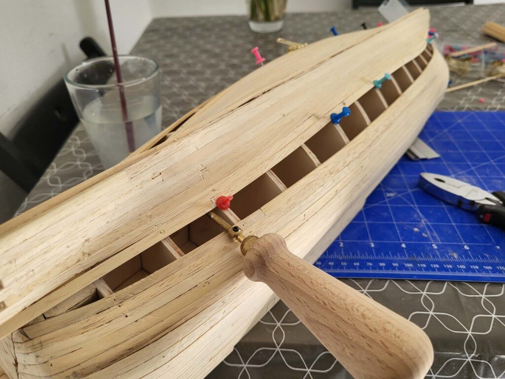 Maquette de l'Hermione - Jointure des bordées basses et hautes - 02