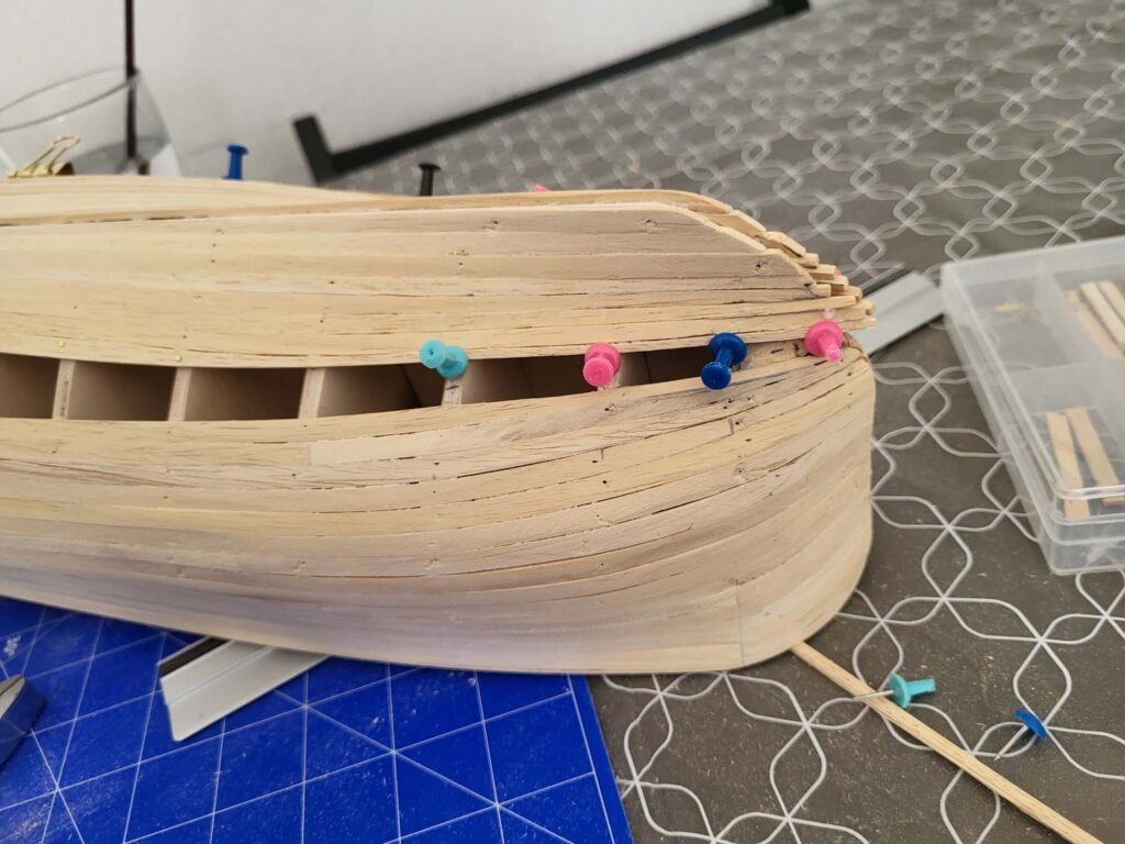 Maquette de l'Hermione - Jointure des bordées basses et hautes - 04
