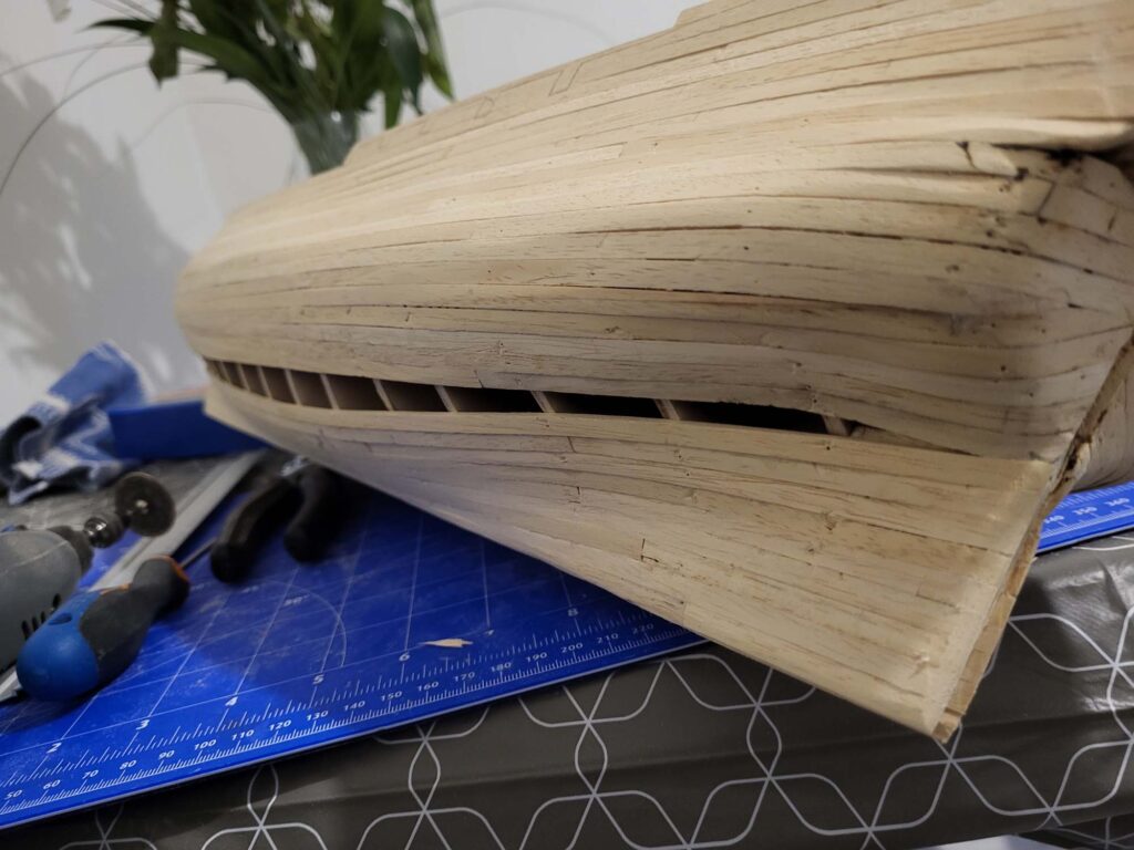 Maquette de l'Hermione - Jointure des bordées basses et hautes - 07