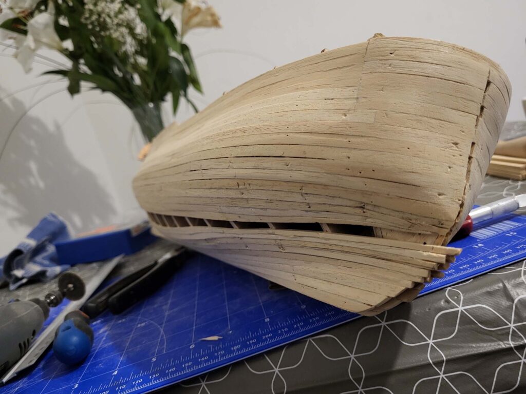 Maquette de l'Hermione - Jointure des bordées basses et hautes - 08