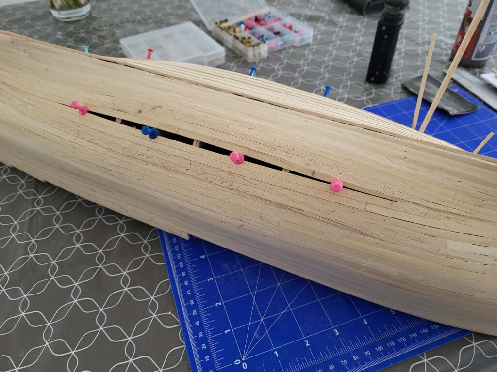 Maquette de l'Hermione - Jointure des bordées basses et hautes - 11