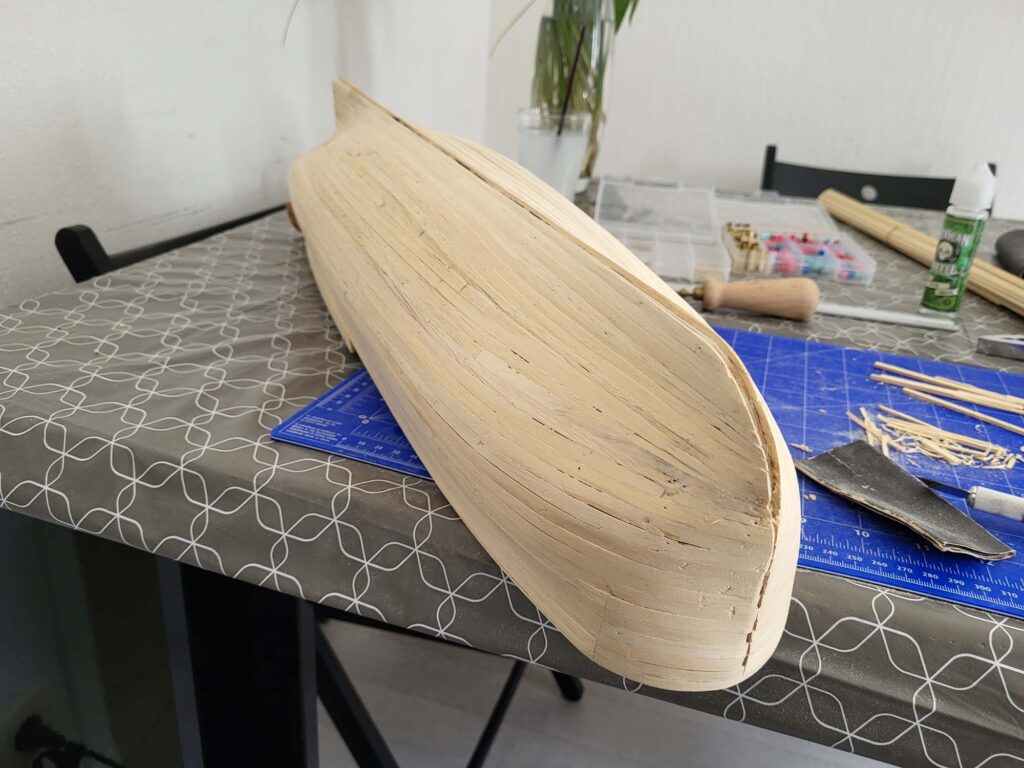 Maquette de l'Hermione - Jointure des bordées basses et hautes - 14