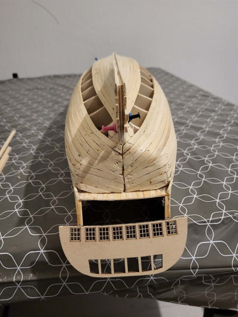 Maquette de l'Hermione - Pose des Bordées basses depuis la quille - 11