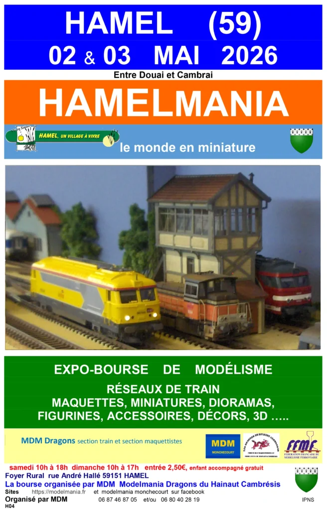Affiche Hamelmania expo-bourse modélisme train miniature mai 2026