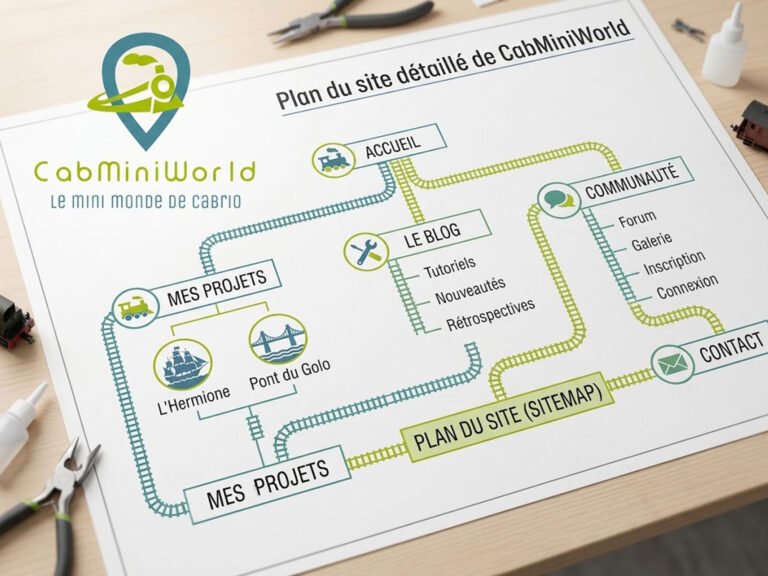 Plan du site CabMiniWorld en forme de circuit de train
