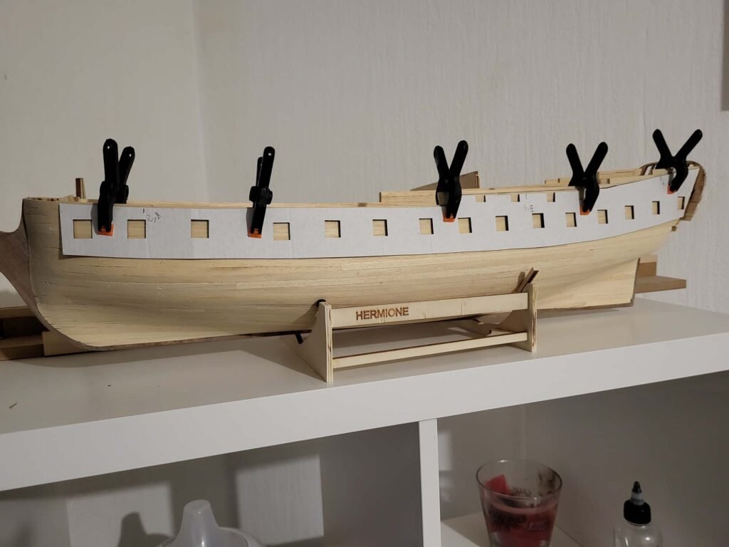 Maquette navire bois Hermione avec guide de traçage